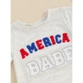 thumbnail image 5 of FEORJGP 4th of July Infant Baby Summer Clothes 3M 6M 12M 18M Newborn Girls Boys Crew Neck Rompers Short Sleeve Jumpsuits Fuzzy Letter Embroidery Bodyssual Simply T-shirt for Independence Day, 5 of 7