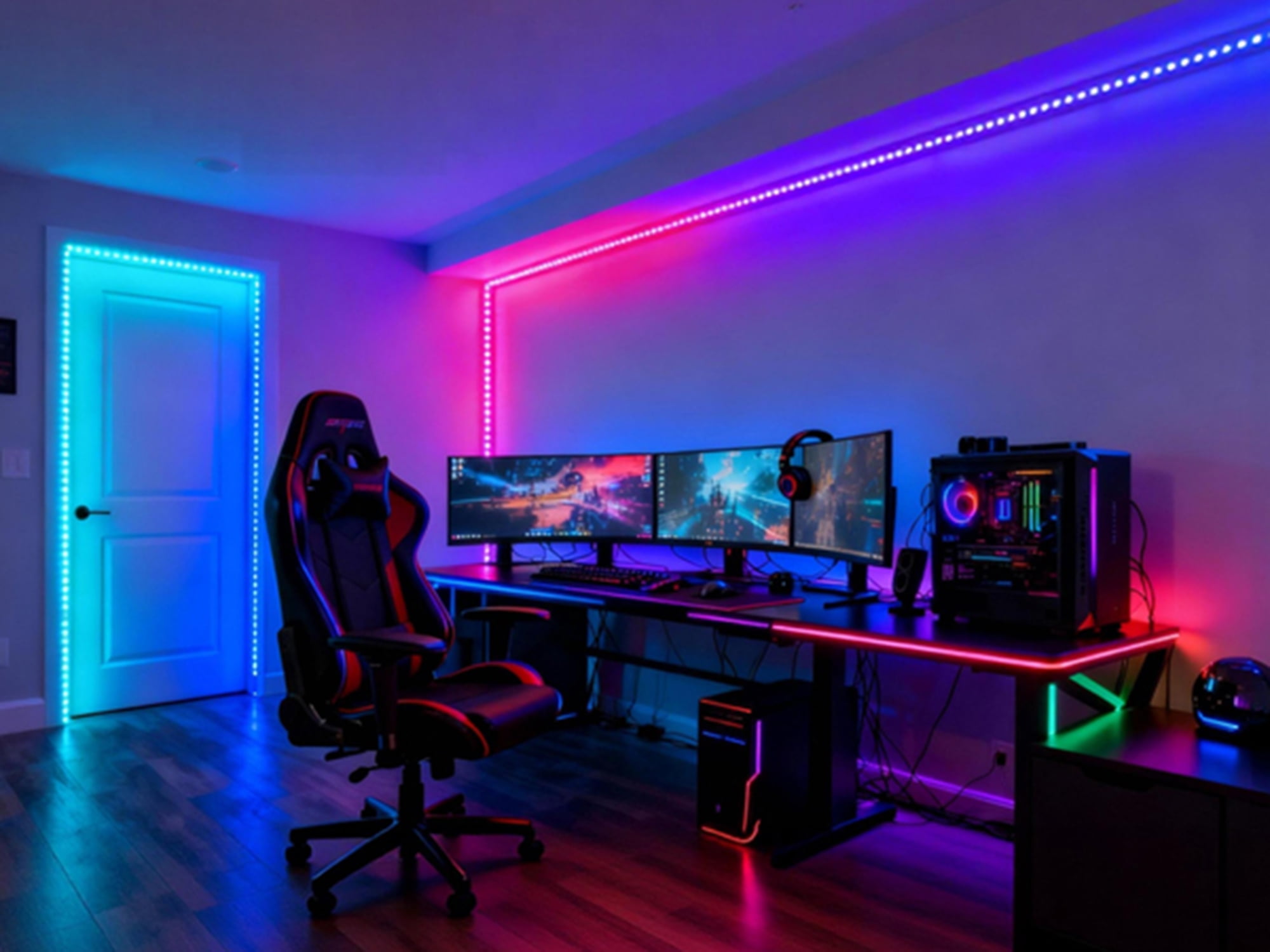 Beatineon 16.4ft COB RGB LED Strip Lights, 2100 LEDs High Density with Tuya App & Remote Control, Music Sync, Indoor Light Strip for Bedroom, Kitchen, Home Decor