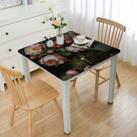 

QFMY Flowers Square Table Cloth 100% Polyester Fiber Wrinkle Resistant Oil Resistant 52*52
