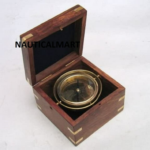NauticalMart brass gimbaled compass 4.5" antique marine compass