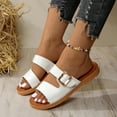thumbnail image 4 of Aueoeo Women's Flat Slides Sandals Fashion Summer Comfortable Slippers Round Open Toe Casual Beach Shoes, 4 of 9