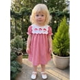 thumbnail image 5 of RUINIXCW Toddler Baby Girl Christmas Dress Little Baby Girls Red Gingham Plaid Dress Puff Short Sleeve Scalloped Doll Collar A-line Dress, 5 of 9