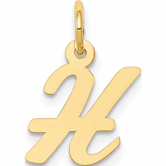 10K Yellow Gold Small Script Initial H Charm (17 X 11) Made In United States -Jewelry By Sweet Pea