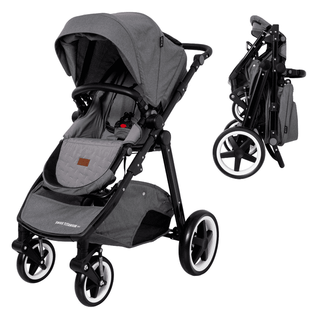 Carriola Para Bebé Aeiou Swiss Titanium Australia Acolchada Gris