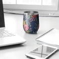 thumbnail image 3 of 12oz Stemless Wine Tumblers Pioneer Flower Vacuum Insulated Stainless Steel Travel Tumbler Cups Mug with Lid and Straw for Champaign,Cocktail,Beer with Cleaning Brush, 3 of 5