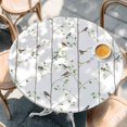 thumbnail image 2 of Sparrow Round Tablecloth, Fitted Table Cover with Elastic for 36"-44" Round Tables, Spring Birds on The Branches Vintage Country Table Cloth Outdoor Indoor Dinning Party Waterproof Tablecloths, 2 of 7