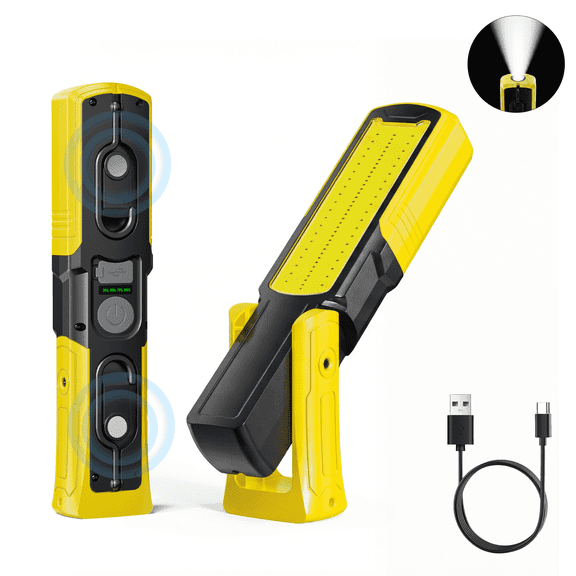 LED Underhood Work Light, 6000mAh Rechargeable Magnetic Flashlight with 5 Modes, 180° Rotating Base & Side Magnet, Ideal Gift for Dad, Men, Him