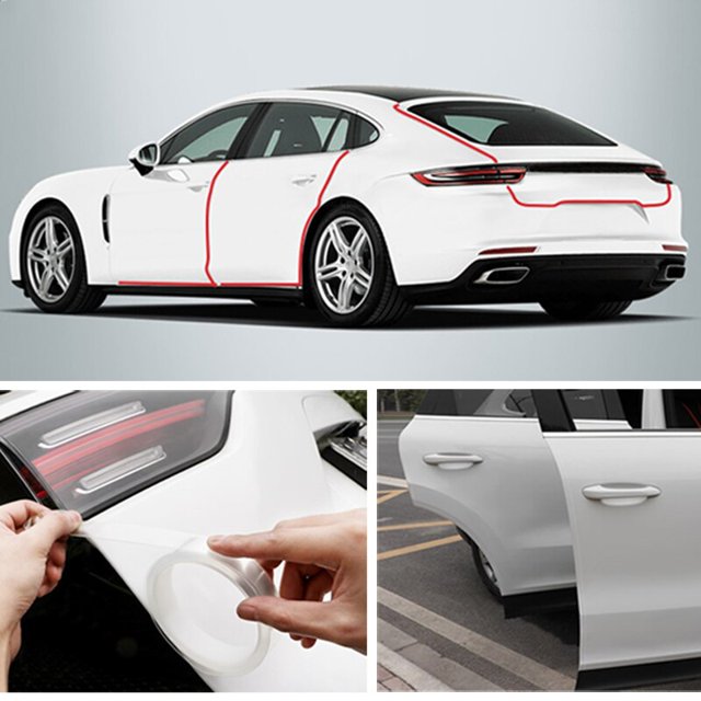 10M Car Decorative Strip Stickers Door Edge Protector Transparent Car Door Sill Sticker Anti Scratch Transparent Film Protection50MM X 10M He Qiyong unisex