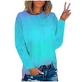 thumbnail image 1 of IROINID en Solde T-Shirt à Manches Longues en Polyester pour Femmes Confortable Été Col Rond Imprimé Blouses de Sortie, Bleu, 1 of 3