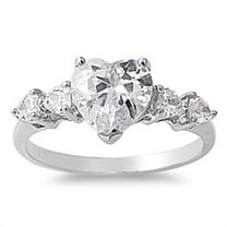 CHOOSE YOUR COLOR Sterling Silver Women's Clear CZ Heart Love Promise Ring Band 9mm White Female Size 8