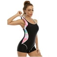 thumbnail image 5 of Swimsuits Female Swimwear 2023 Women's Sports One-Piece Suits Swimsuit Conservative Color Matching Backless, 5 of 5