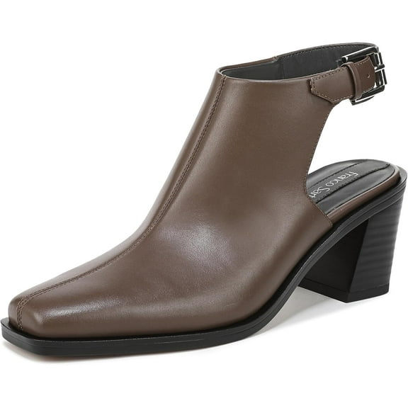Franco Sarto Women's Isadora Block Heel Slingback Bootie Truffle Brown Leather 10M