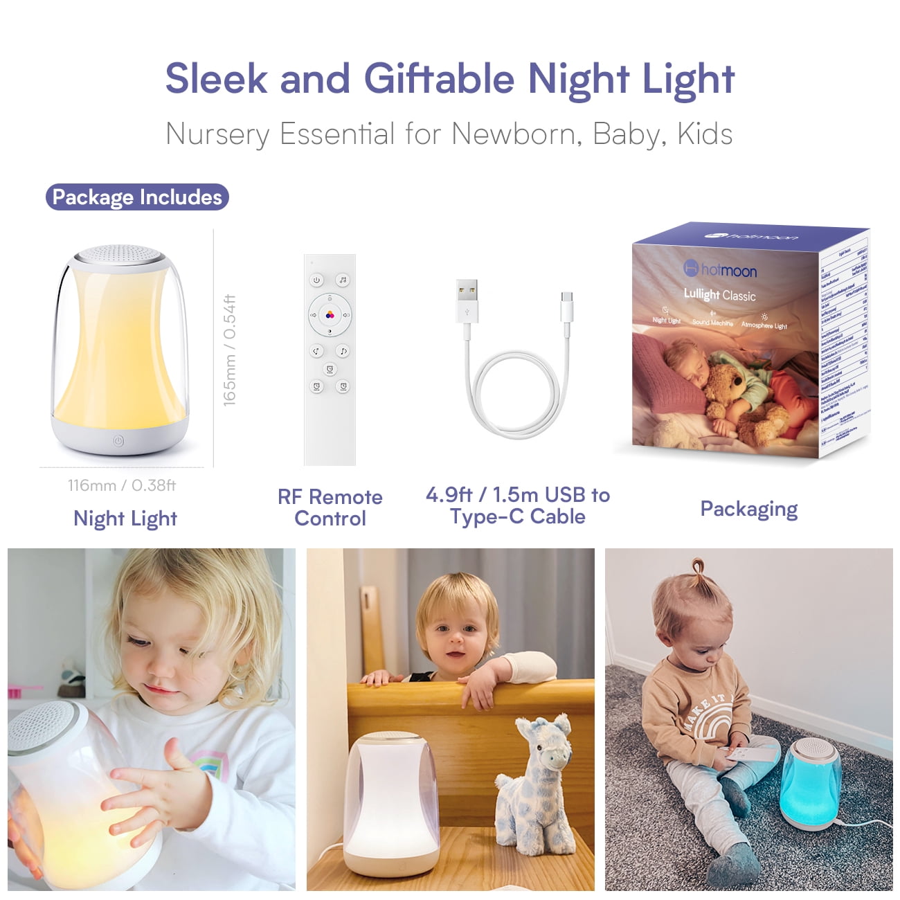 Hotmoon  White Noise Sound Machine, Baby Nursery Night Light, 27 Soothing Sounds, RF Remote, Timer, for Bedroom Toddler Baby Kids Breastfeeding