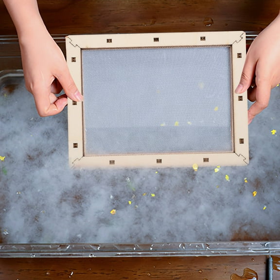 Soimiss 2Pcs Paper Making Screen Mold with Wooden Frame and Transparent Mesh for DIY