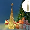 thumbnail image 2 of MXTPOV Luminous Christmas Tree with Star Topper, Golden Christmas Tree with String Lights, Iron Skeleton Xmas Tree, Vintage Christmas Decorations, 20inch, 2 of 6