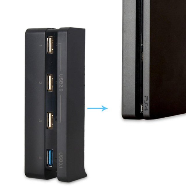 Compatible con el concentrador de consola de juegos Ps4 Slim, concentrador de 4 puertos USB para Ps4 Slim, negro kaili Sencillez