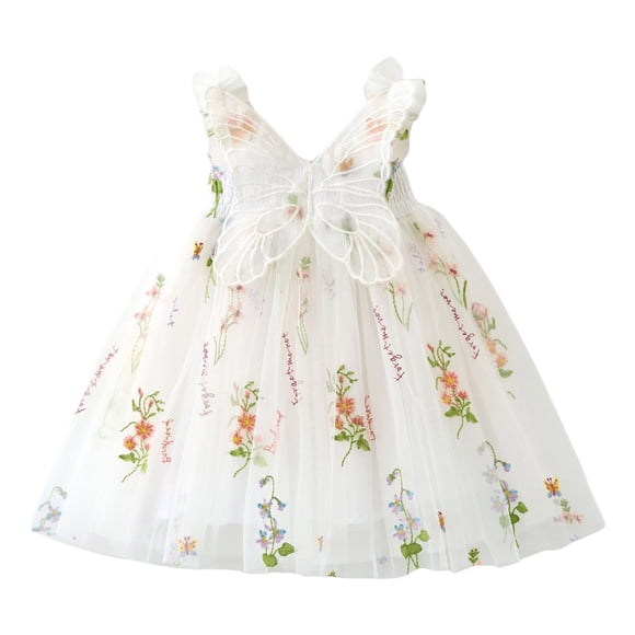 2025 Toddler s Sleeveless Butterfly Dress 4T with Wing Embroider Princess Vintage S Dress Dance Party Floral Clothes S 6T Tulle Dresses