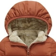 thumbnail image 4 of CAICJ98 Toddler Boys Girls Winter Coat Puffer Jacket Thicken Warm Fleece Outerwear with Hood Pocket for Kid (Brown,5-6 Years), 4 of 7