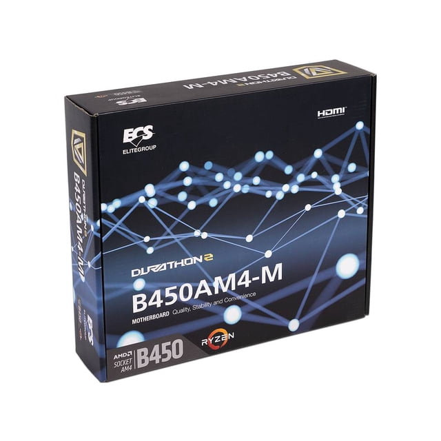 T. Madre ECS B450AM4-M, ChipSet AMD B450,Soporta: AMD Ryzen y 7º Gen ECS B450AM4-M