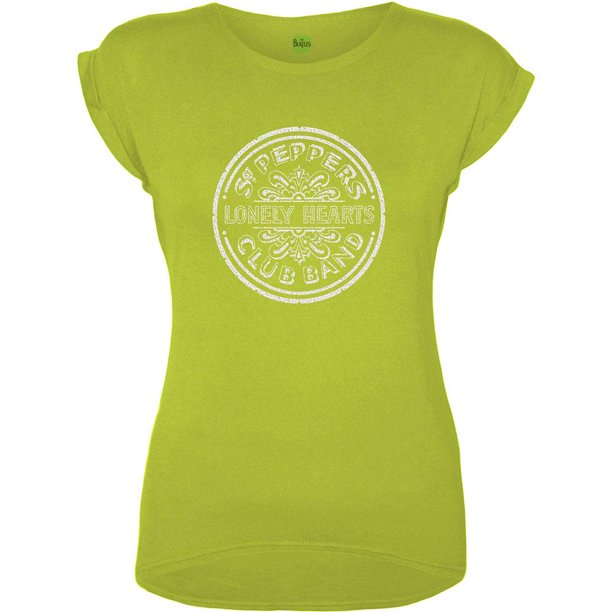 The Beatles - Camiseta Sgt Pepper Tambor para Mujer (Verde)