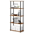 thumbnail image 4 of Furinno Rata 5-Tier Industrial Multipurpose Flat Base Shelf Display Rack with Metal Frame, Narrow, Americano, 4 of 5