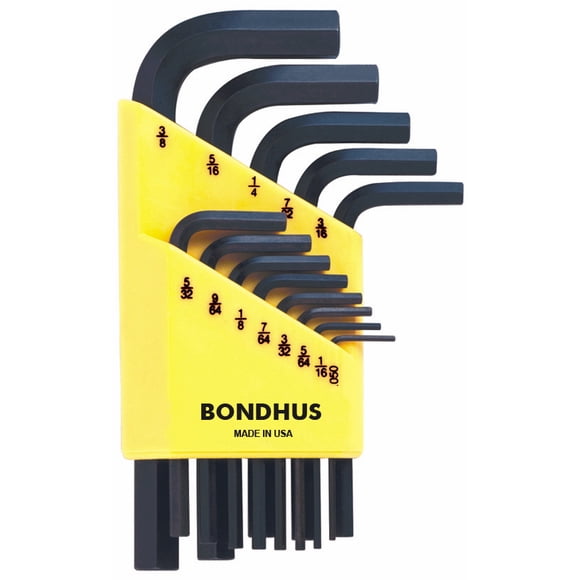 JUEGO DE 13 LLAVES HEXAGONALES CORTAS RECTAS FRACCIONALES. .050" A 3/8". BONDHUS 12237 Bondhus 12237
