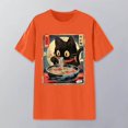 thumbnail image 2 of Wxolcjlv Mens Black Cat Ramen Graphic Crew Neck T-Shirt Short Sleeve Oversized Casual T-Shirts Japanese Art Street Daily Top, 2 of 4