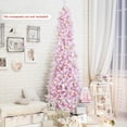 thumbnail image 3 of Gymax 7FT Pre-Lit Flocked Christmas Pencil Snow Tree Holiday Decor Tree w/ LED Lights, 3 of 10