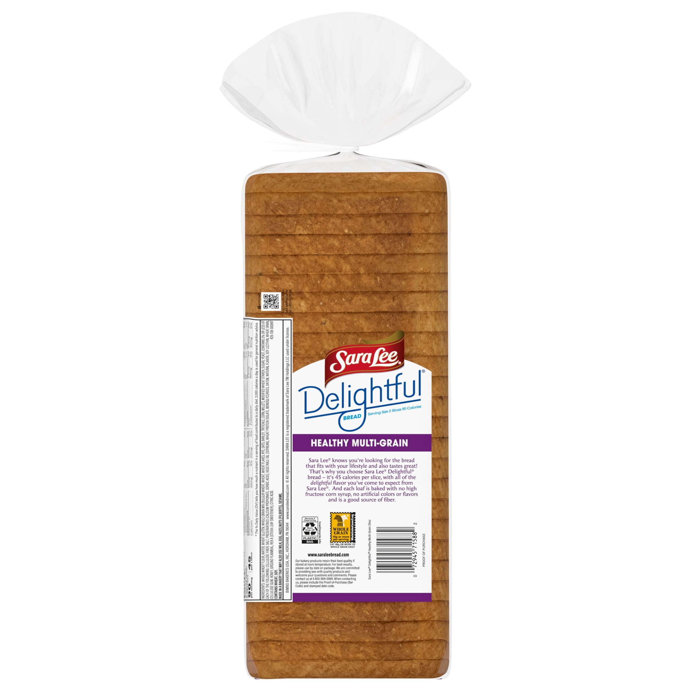 Sara Lee Delightful Multi-Grain Bread, 20 oz, 45 Calories Multigrain Bread, Bag