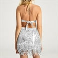 thumbnail image 5 of Lolmot Women's Layered Fringe Deep V Neck Cami Mini Dress Sleeveless Tassels Flapper Dresses Sexy Halter Neck Tassel Fringe Sparkly Party Dress Cocktail Evening Mini Bodycon Dress, 5 of 5