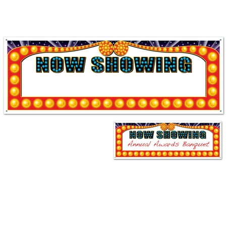 HOLLYWOOD Movie Night Awards Party Decoration NOW SHOWING SIGN BANNER 60" x 21"