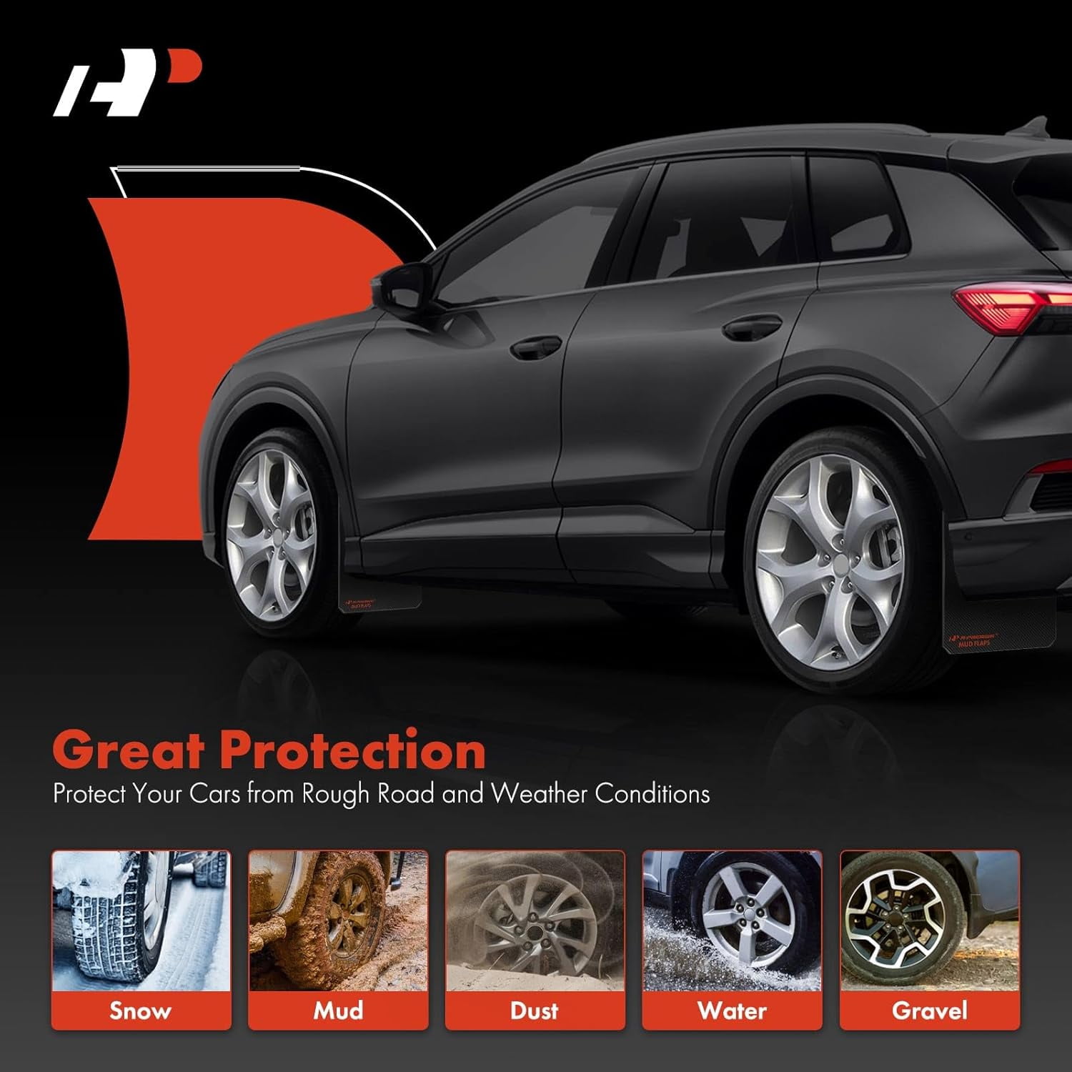 A-Premium 4 Pcs Red Universal Splash Guards Mud Flaps Mudflaps Mudguard Fender Flares for Car Sedan Coupe with Hardware Front and Rear