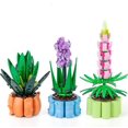 thumbnail image 1 of Bloques de construcción de juguetes de flores para adultos, paquete de 3 modelos de colección botánica que incluyen aloe nobilis, jacinto y lupinus, regalos de juguetes de plantas bonsái para, 1 of 5