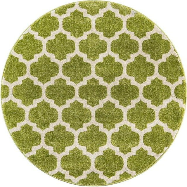 Unique Loom 3122735 3 ft. 3 in. x 3 ft. 3 in. Philadelphia Trellis Round Rug, Green