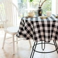 thumbnail image 3 of Plaid Round Checkered Cotton Linen Table Cover for Kitchen Dining Room Home Decor ( Round - 48 Inch, White & Black ), 3 of 5