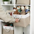 thumbnail image 3 of Fabric Storage Baskets 4Pack Storage Bins Decorative Basket for Gift, Clothes Bin with Rope Handle, Rectangle Baskets for Storage, Blankets(White&Khaki,15x11x9.5 inch), 3 of 13