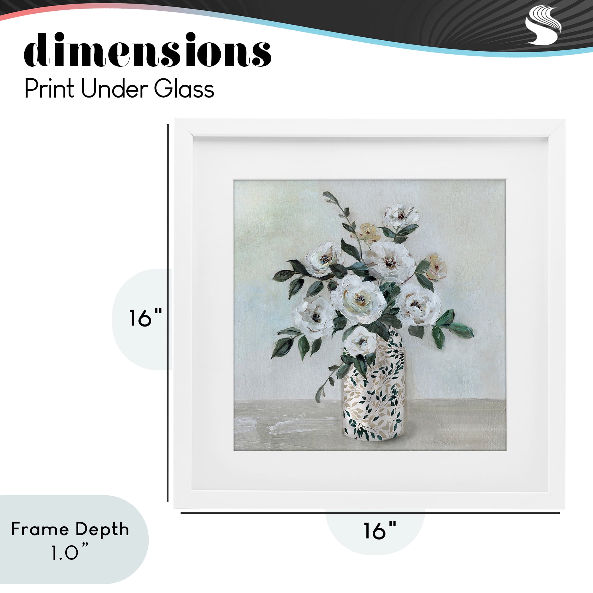 Stupell Industries Leaf Patterned Flower Vase White Framed Print Under Glass, design by Sally Swatland