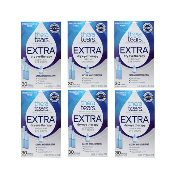 6 Pack - TheraTears Extra Dry Eye Therapy Lubricant Eye Drops Preservative Free 30 Count
