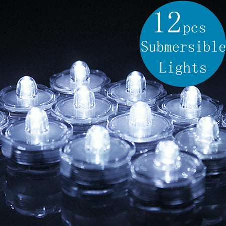 12x Submersible Waterproof Flameless LED Tea Light Candles Battery-powered