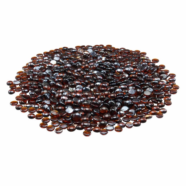 KFFKFF Verre à Feu, Roches de Foyer Résistantes aux Hautes Températures de 10 Lb / 4,5 kg, Perles de Verre pour Foyer Réfléchissantes et Sans Fumée de 3/4 Po / 19,05 mm, Ambre Riche