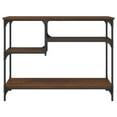 thumbnail image 2 of vidaXL Console Table with Shelves Brown Oak 100x35x75 cm, 2 of 5