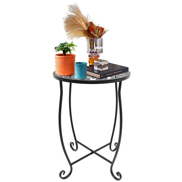 Mesa lateral de exterior Fashion&cool de metal, 38 cm, negra