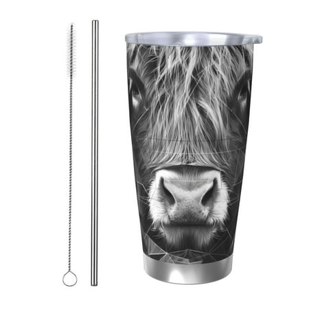 

Junzan Geometric Bull Design for 20oz Stainless Steel Insulated Car Cup with Spillproof Lid - Insulated Coffee Mug Thermal Cup-Straw Two-piece Set