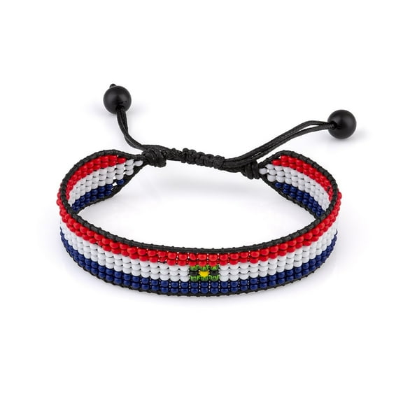 Paraguay Flag Bracelet:Handmade, Adjustable Beaded String, Boho Jewelry, Unisex Patriotic Gift
