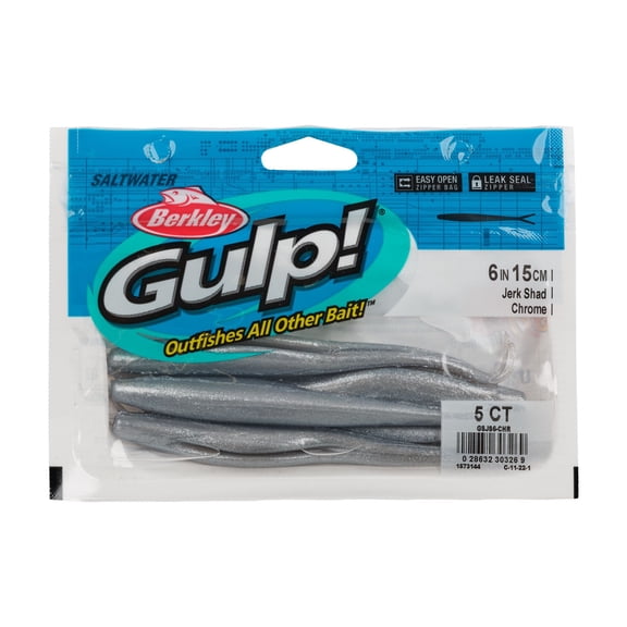 Berkley Gulp!® Saltwater Jerk Shad, 6 in, Jerkbaits, Chrome (5 Count)