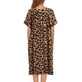 thumbnail image 6 of Oudiya Womens Nightgown Short Sleeve House Dress with Pockets Leopard Print Mumu ,S-4XL, 6 of 6