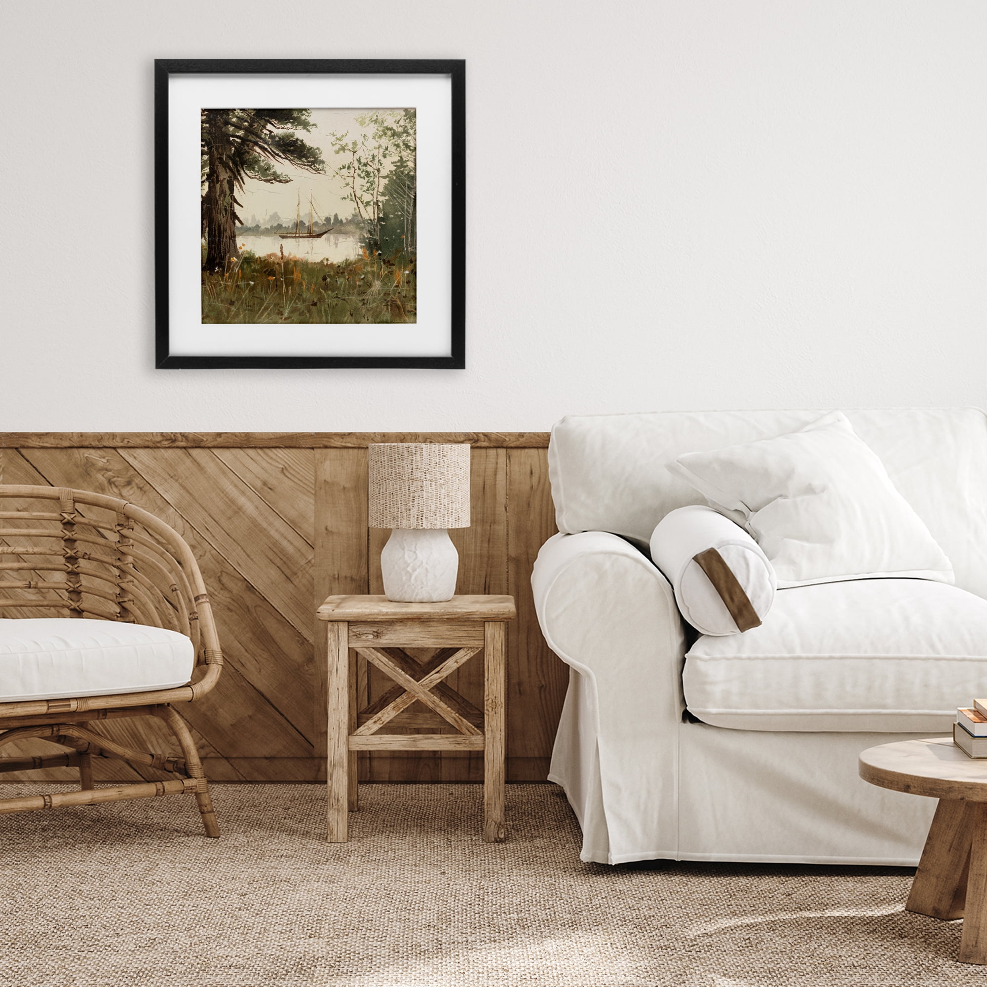 Stupell Industries Boating View Through Trees Black Framed Print Under Glass, design by Lula Bijoux & co.