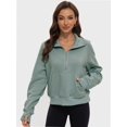 thumbnail image 3 of Womens Half Zip Sweatshirts Cropped Long Sleeve Hoodies Oversized Quarter Zip Up Pullover Tops, 3 of 6
