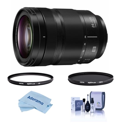 Panasonic LUMIX S 24-105mm f/4 O.I.S. Lens for L Mount, Bundle with Hoya NXT Plus 77mm UV CPL Filter Kit, Cleaning Kit, Cleaning Cloth
