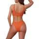 thumbnail image 3 of INSPIRAR CHIC Conjuntos de Bikini de Dos Piezas con Decoración de Encaje y Push Up para Mujeres, Top de Tirantes Anchos y Parte Inferior Triangular, Trajes de Baño Talla X-Small Naranja, 3 of 5